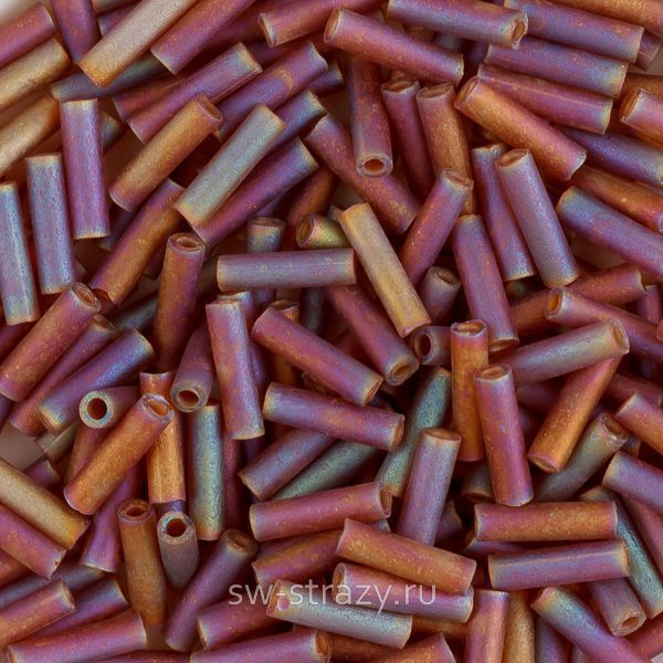 Стеклярус 6x1,7 mm 134FR Dark Topaz AB Matted