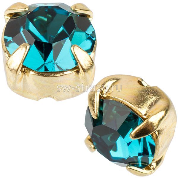 Шатоны в оправе ss 16 Indicolite/Gold