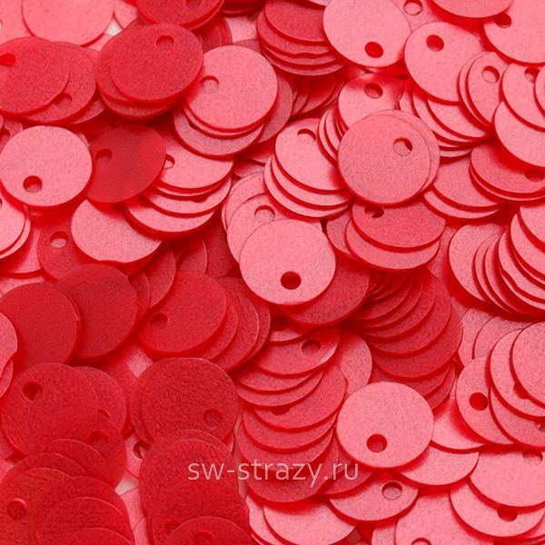 Пайетки со смещенным центром 6 мм матовые красные (3 гр)