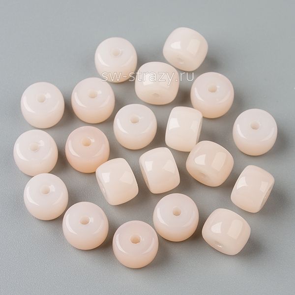 Бусины стеклянные 6,5х4 мм бледно-розовый полупрозрачный*