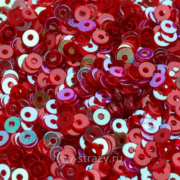 Пайетки плоские 2 мм ab trans red (3гр)