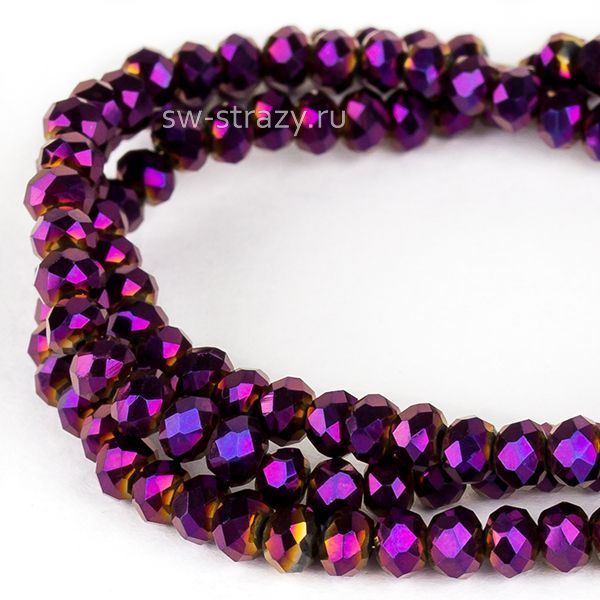 Бусины граненые Rondelle 2 мм золото-фиолетовый (104), 1 нить