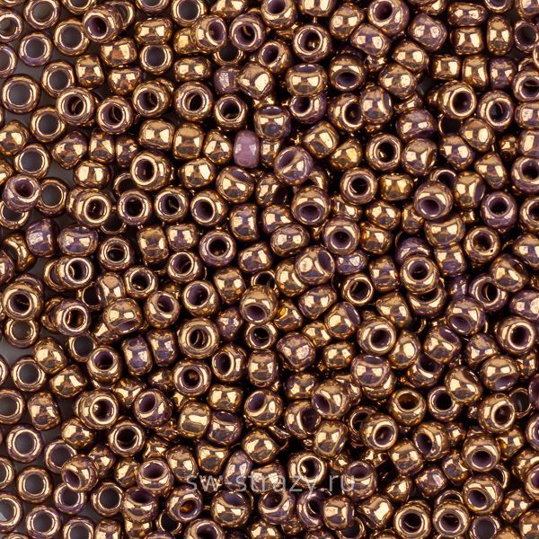Бисер круглый 11/0 #1704 Мраморный лавандовый позолоченный 24К