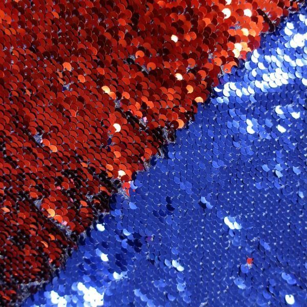 Пайеточная ткань синий\красный (65 см)