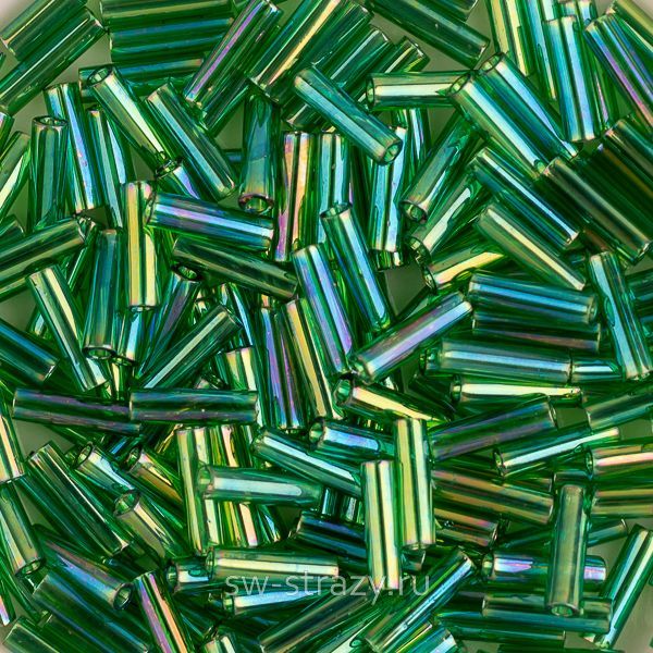 Стеклярус 6x1,7 mm 179 Transparent Green AB