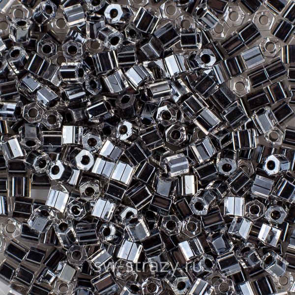 Шестиугольный 11/0 #0344 Прозрачный с черным прокрасом