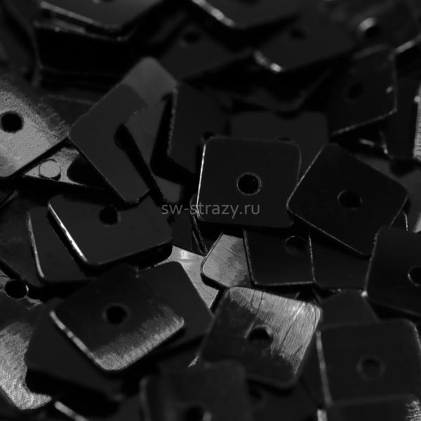 Пайетки-квадраты 7 мм черный (3 гр)