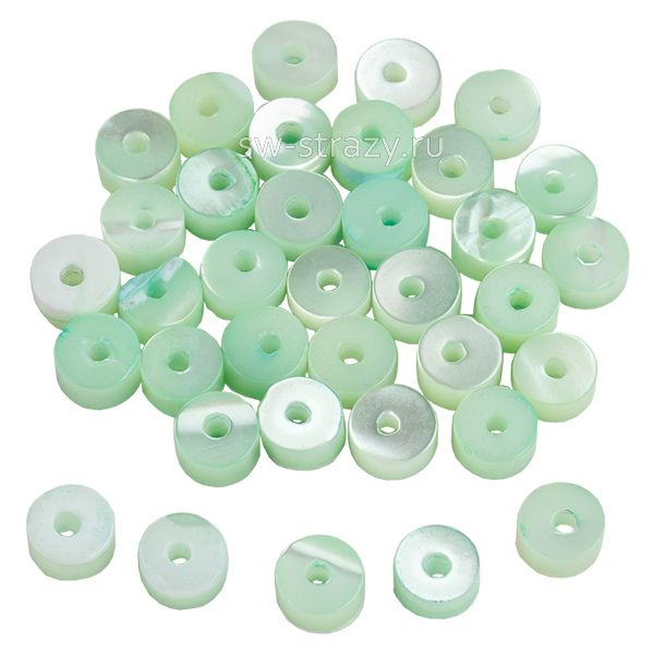 Бусина-таблетка из перламутра 4 мм зеленая*