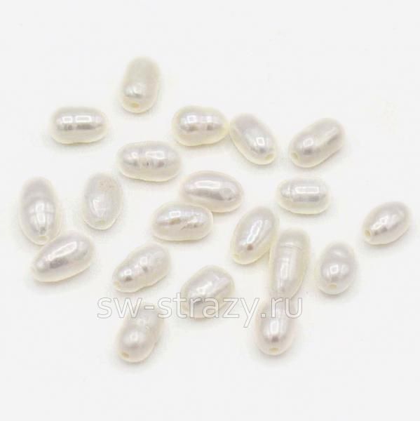 Жемчуг натуральный барочный рис 5х3 мм белый