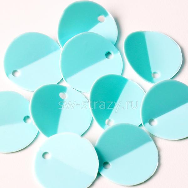 Пайетки круглые со cгибом 10 мм голубые (10 шт)
