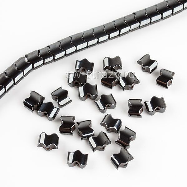 Бусина-волна из темного гематита 5х3 мм