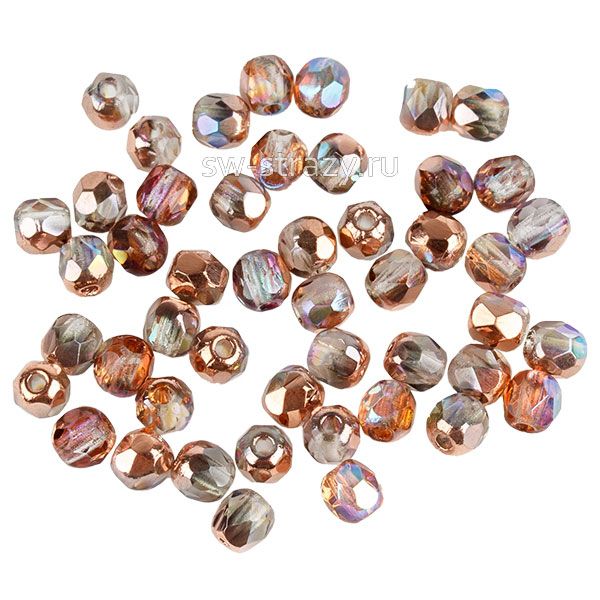 Бусины граненые Firepolished 3 мм медный прозрачный с АВ (00030-98533) 112