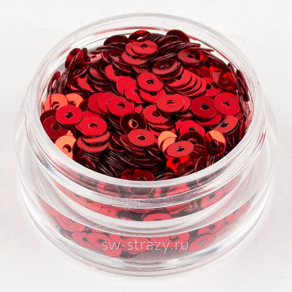 Пайетки 3 mm плоские (4061) Rosso MT 3 гр