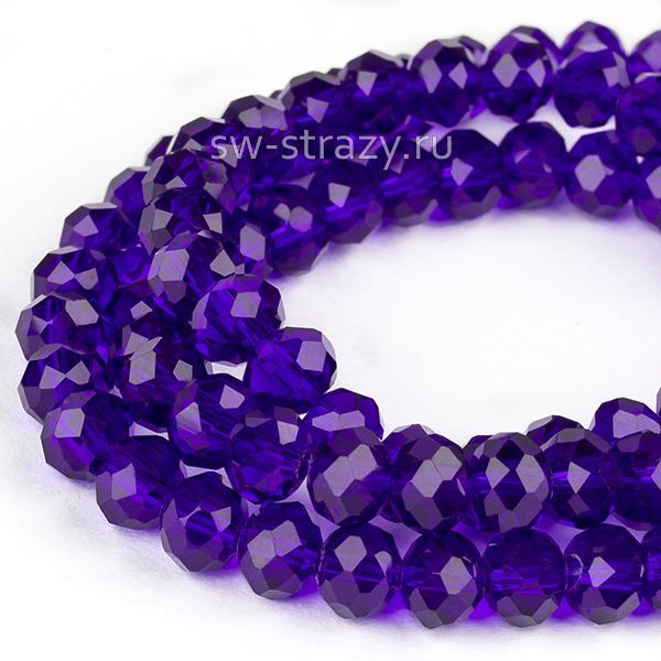 Бусины граненые Rondelle 6 мм сине-фиолетовый (10), 1 нить