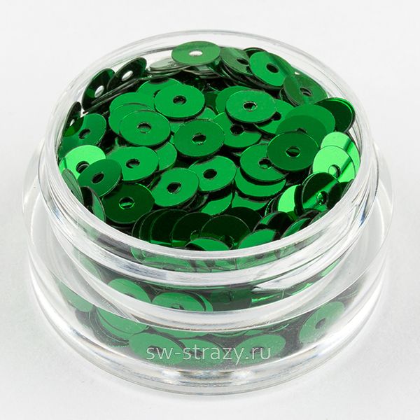 Пайетки 4 mm плоские (7041) Verde Smeral. MT 3 гр