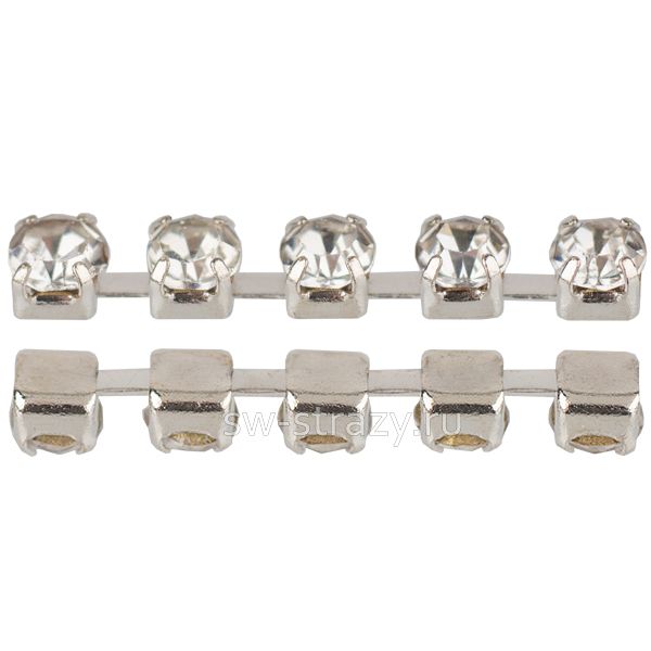 Стразовая цепь 2 мм  Crystal\silver (K-S001)
