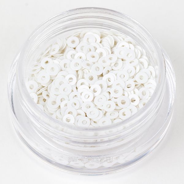 Пайетки 2 mm плоские (1004) Bianco OP 3 гр