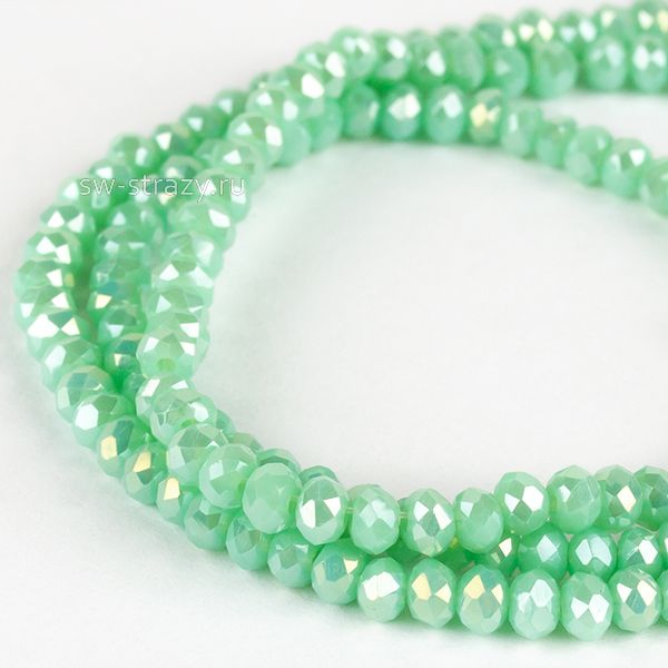 Бусины граненые Rondelle 2 мм светло-бирюзовые (128), 1 нить