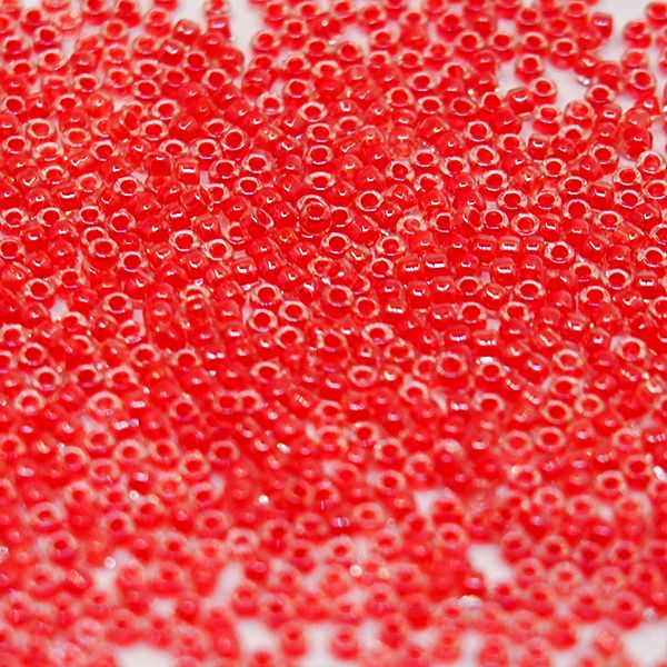 Бисер круглый 11/0 #0341 Окрашенный изнутри, хрусталь/томат