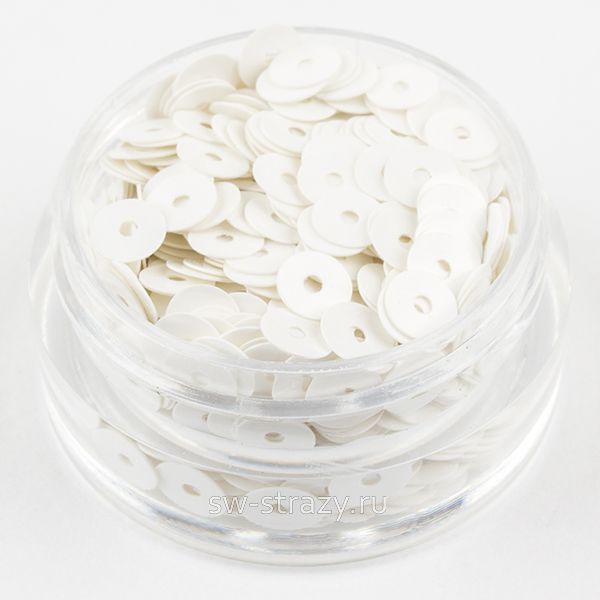 Пайетки 4 mm плоские (1004) Bianco OP 3 гр