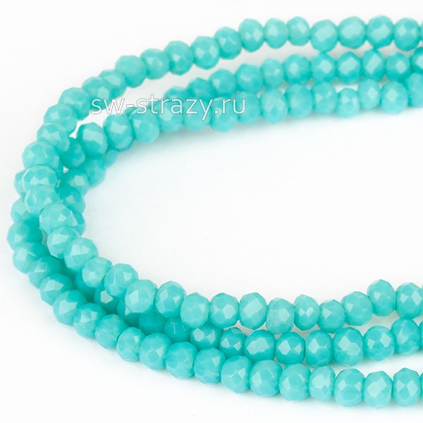 Бусины граненые Rondelle 2 мм бирюзово-голубой (№54), 1 нить