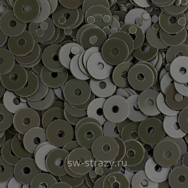 Пайетки плоские 4 мм хаки (3гр)
