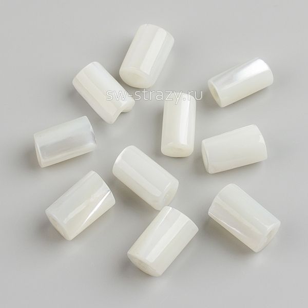 Бусина-трубочка из перламутра 3,5х6 мм белая*