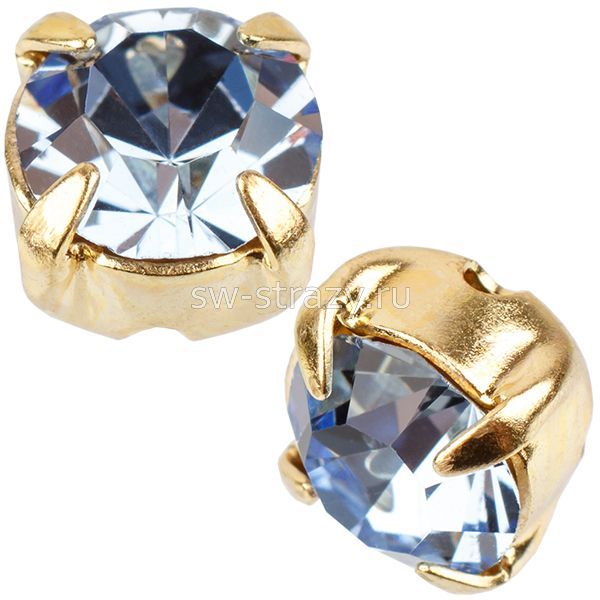 Шатоны в оправе ss 16 Light Sapphire/Gold