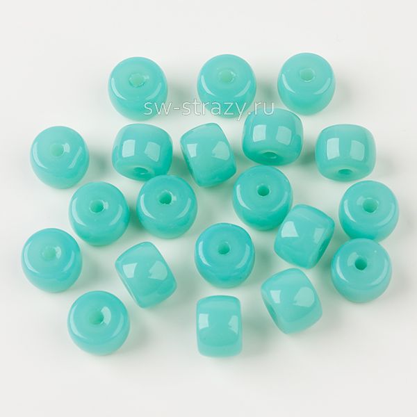 Бусины стеклянные 8,5х6 мм бирюзово-голубой*