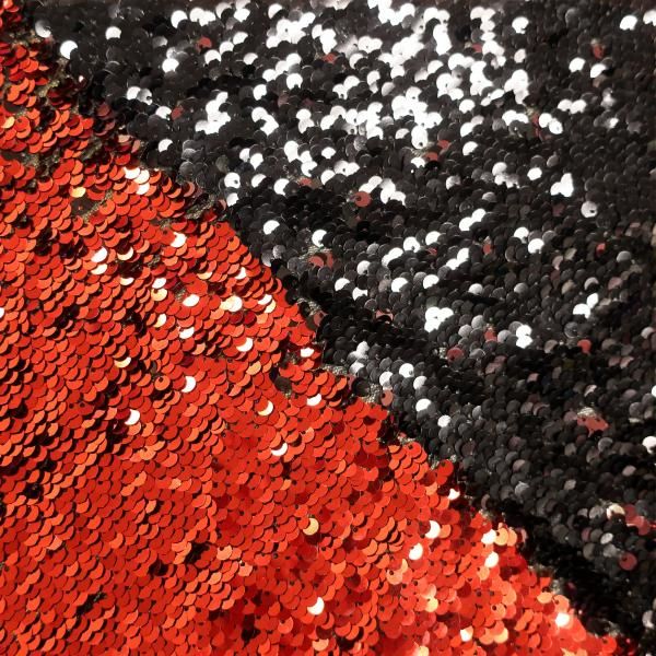 Пайеточная ткань черный\красный