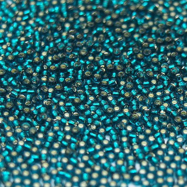 Бисер круглый 11/0 #0027BD Внутреннее серебрение,  сине-зеленый