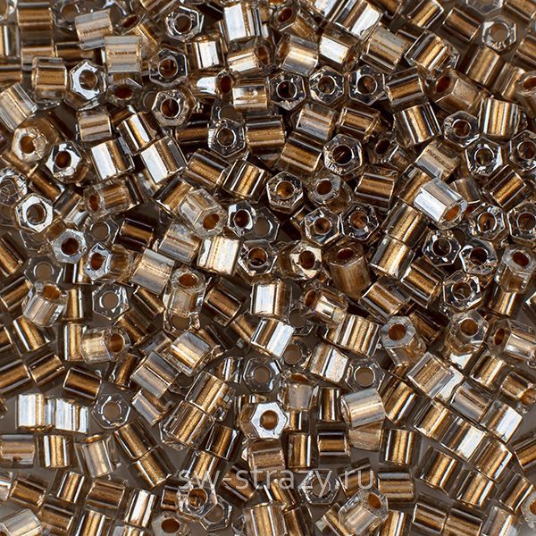 Шестиугольный 11/0 #0993 Светло-серый с золотым центром