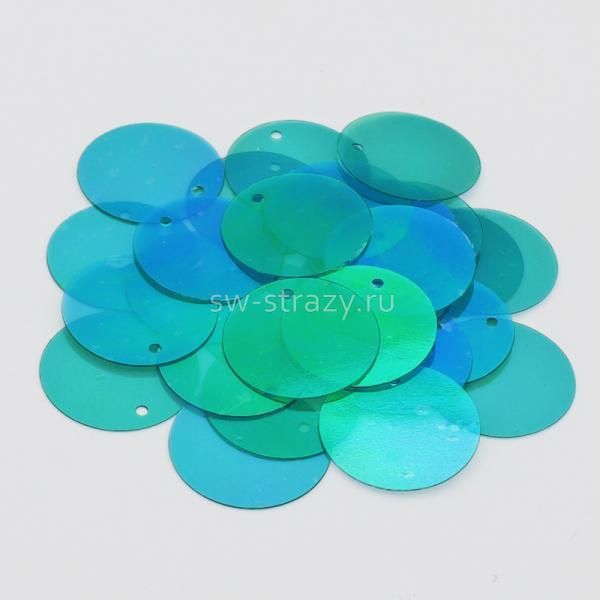 Пайетки круг 1,6 см Blue Zircon AB (3 гр)