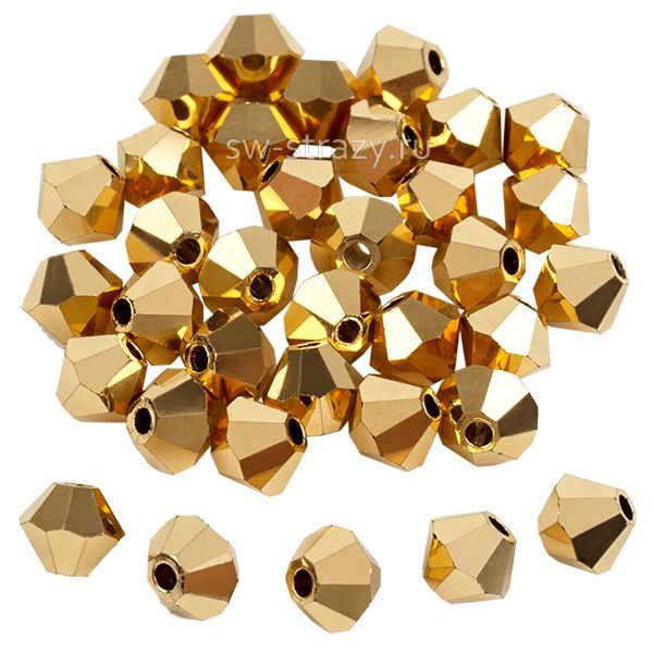 P Rondelle Bead 5328 4 mm crystal Aur-full