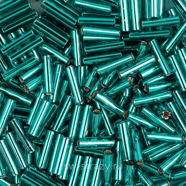 Стеклярус 6x1,7 mm 2425 Silver Lined Teal