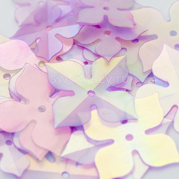 Микс пайеток-цветочков светло-сиреневый (1 гр)