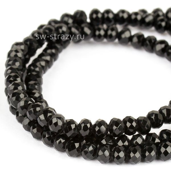 Бусины граненые Rondelle 2 мм черн.керамика (2), 1 нить